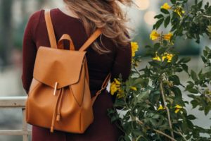Tech student wearing brown backpack