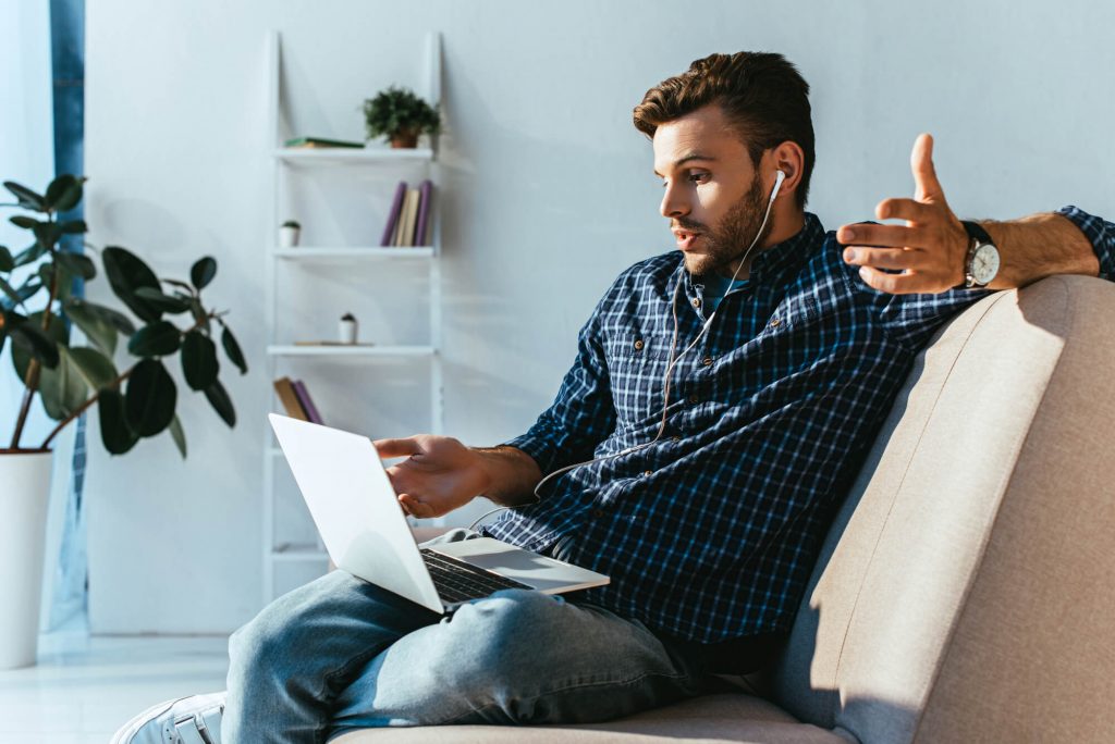 Young man doing a remote interview