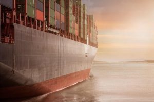 Containers on a boat